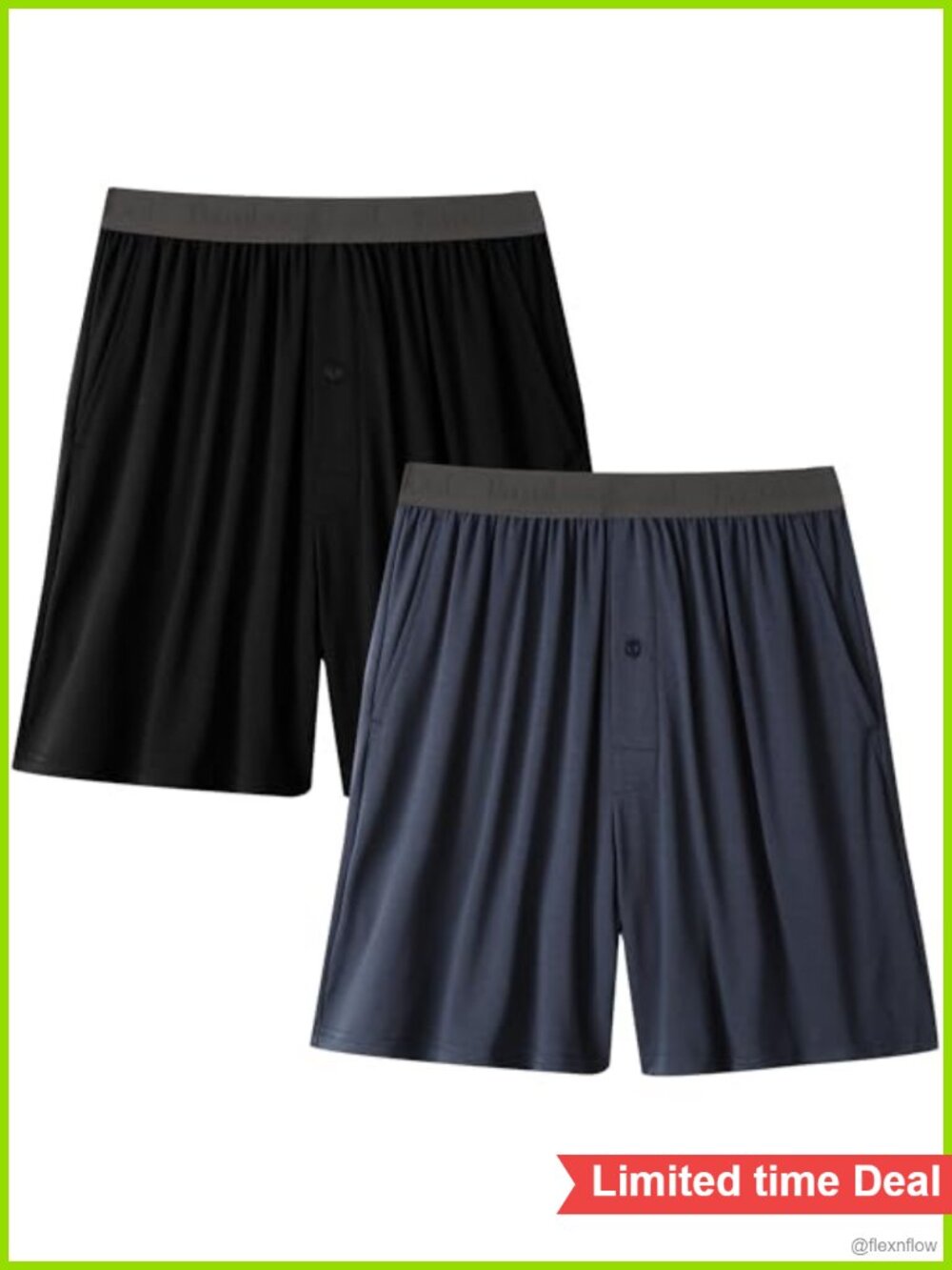 Men's Bamboo Viscose Pajama Shorts Lounge Sleep Bottoms with Pockets 2 Pack